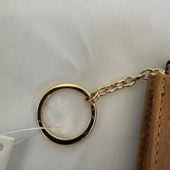 Coach Leather Mini Skinny ID Case Wallet Keychain Bag Charm B4/Tan Brown NWT - Picture 6 of 11